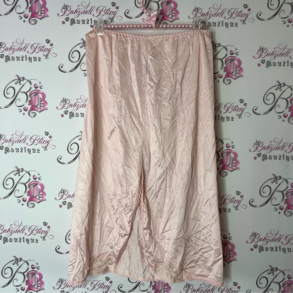 Skirt long slip style shiny shimmer light baby pink Elegant Pink Satin Skirt